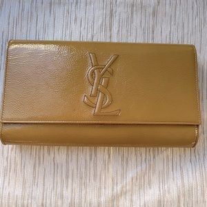 Saint Laurent tan patent leather Belle De Jour clutch